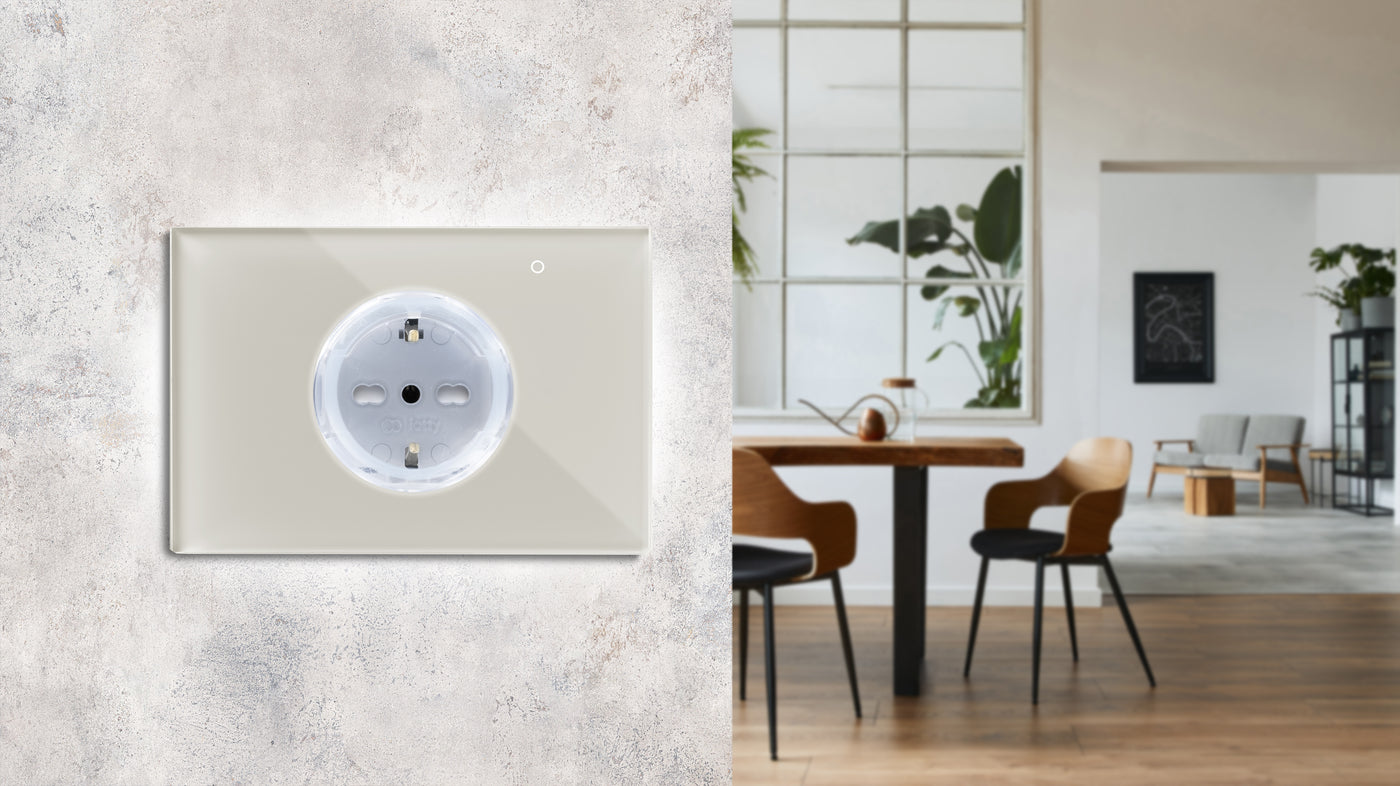 Presa a muro smart OiT PLUS schuko 16A, dall'app puoi monitorare i consumi elettrici per il rispetto dell'ambiente. Connessione diretta al wifi, non richiede hub
