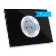 Presa a muro Smart OiT PLUS - in vetro temperato. Retroilluminazione regolabile e vetro disponibile in 5 colori diversi.