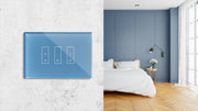 Kit di 3 i3S PLUS Interruttori smart wifi per tende e tapparelle - in vetro temperato azzurro retroilluminato regolabile