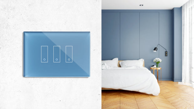 Kit di 5 Interruttori Intelligenti - placca di colore azzurro, regolabile da app sul tuo smartphone facile da installare